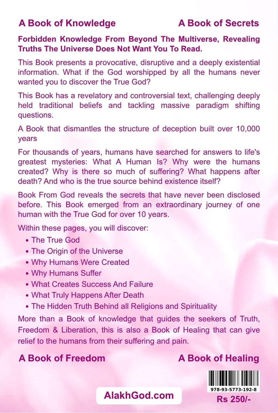 Book From God - Back Cover
