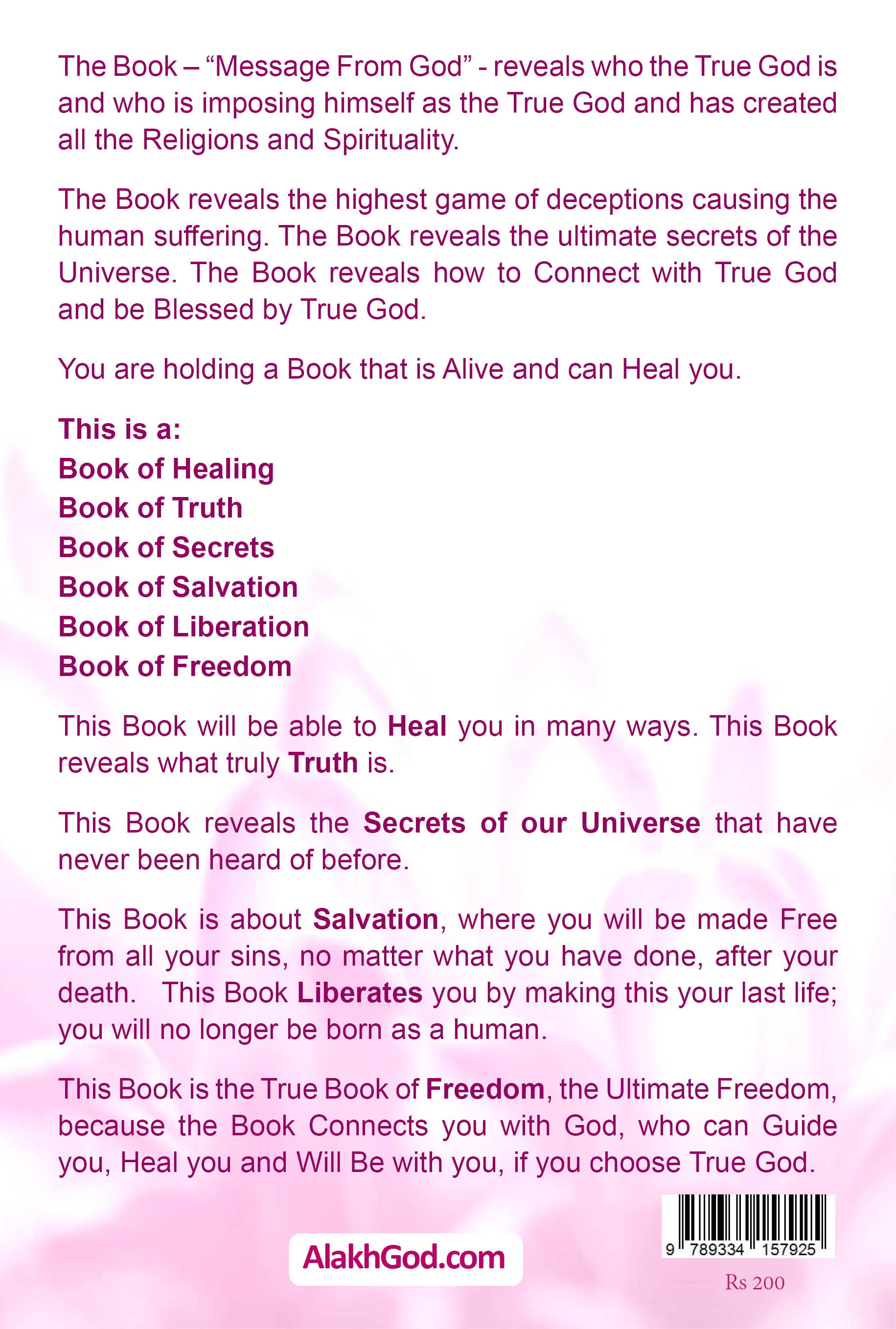 Message From God - Back Cover